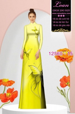 Vải áo dài hình con bươm bướm-DT 12560