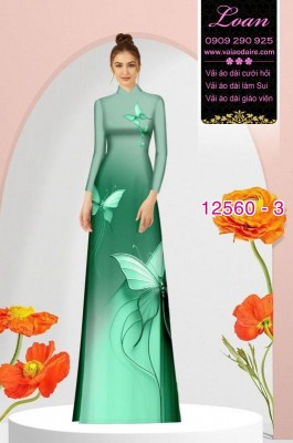 Vải áo dài hình con bươm bướm-DT 12560