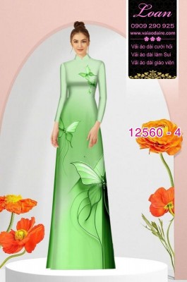 Vải áo dài hình con bươm bướm-DT 12560