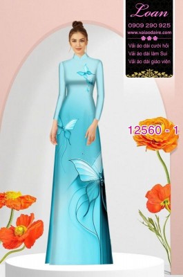 Vải áo dài hình con bươm bướm-DT 12560