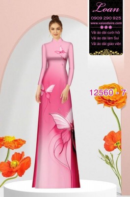 Vải áo dài hình con bươm bướm-DT 12560