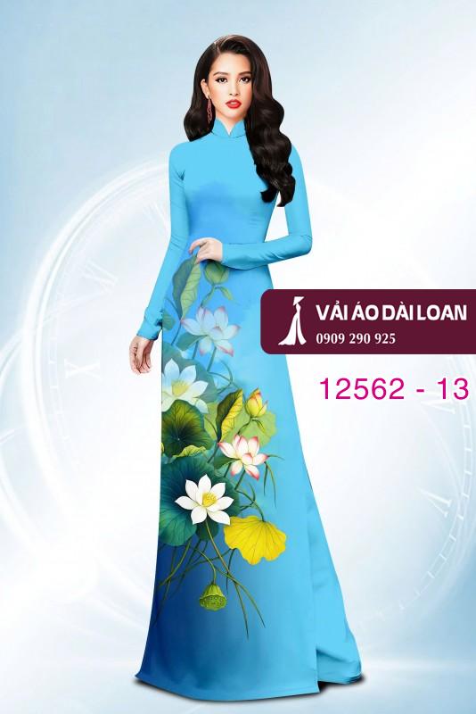 Vải áo dài hoa sen in 3D