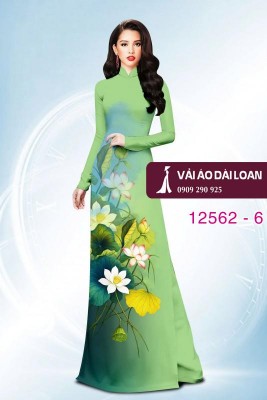 Vải áo dài hoa sen in 3D-DT 12562