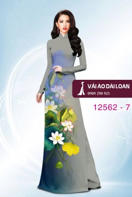 Vải áo dài hoa sen in 3D-DT 12562
