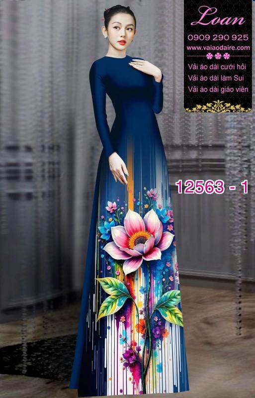 Vải áo dài hoa sen in 3D