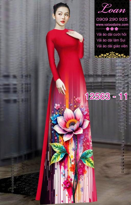 Vải áo dài hoa sen in 3D