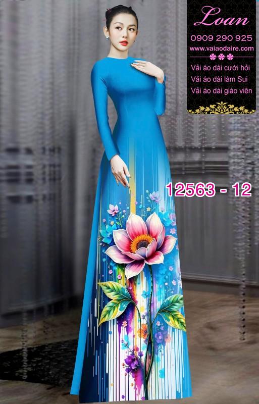 Vải áo dài hoa sen in 3D