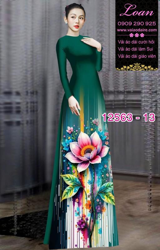 Vải áo dài hoa sen in 3D