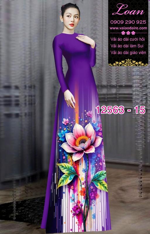 Vải áo dài hoa sen in 3D