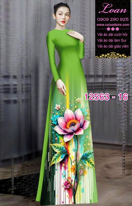 Vải áo dài hoa sen in 3D