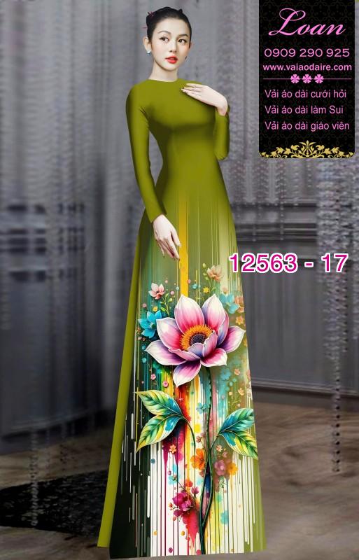 Vải áo dài hoa sen in 3D