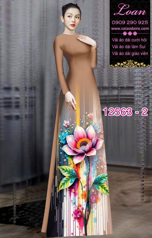 Vải áo dài hoa sen in 3D