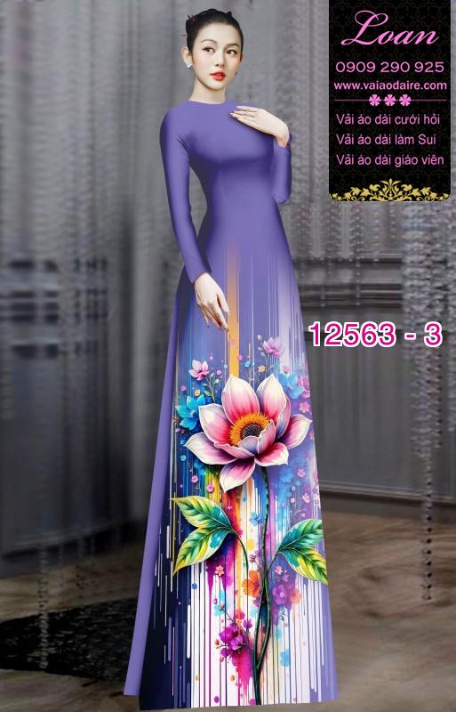Vải áo dài hoa sen in 3D