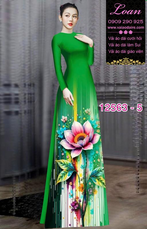 Vải áo dài hoa sen in 3D