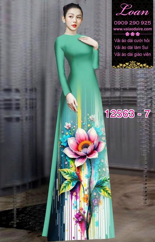 Vải áo dài hoa sen in 3D