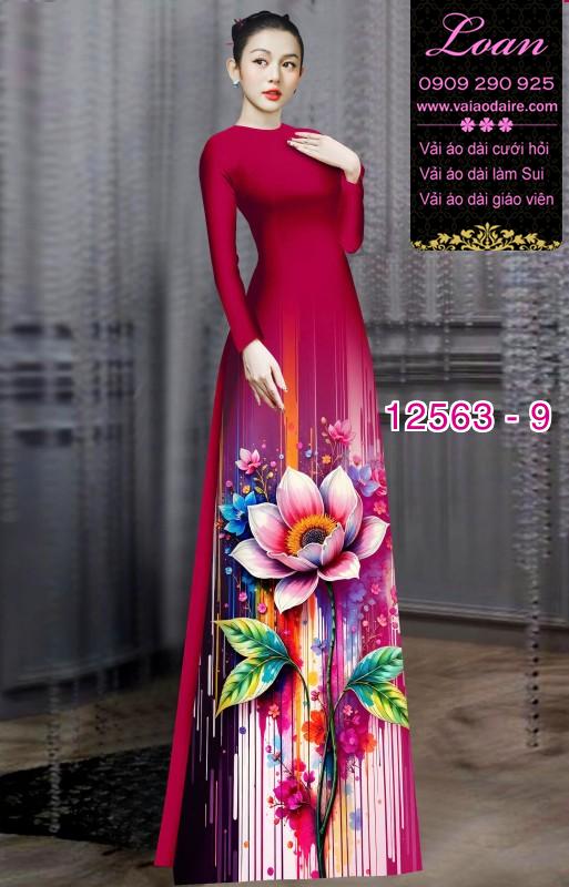 Vải áo dài hoa sen in 3D