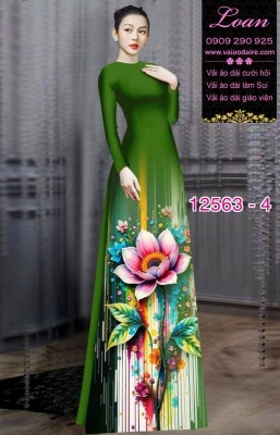 Vải áo dài hoa sen in 3D-DT 12563