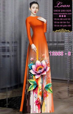 Vải áo dài hoa sen in 3D-DT 12563