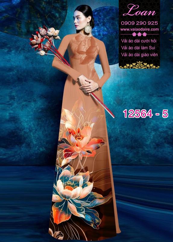 Vải áo dài hoa sen in 3D