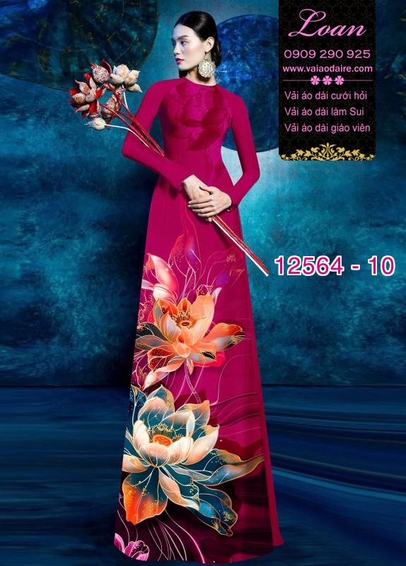 Vải áo dài hoa sen in 3D
