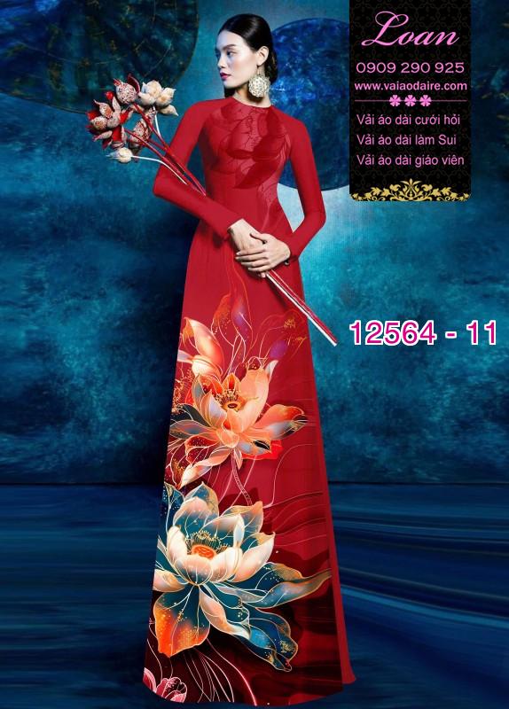 Vải áo dài hoa sen in 3D