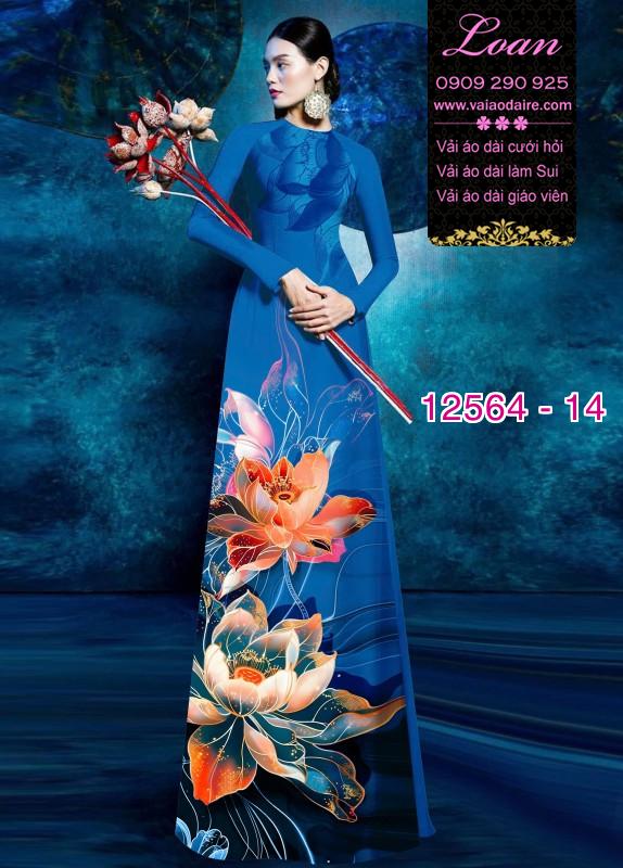 Vải áo dài hoa sen in 3D