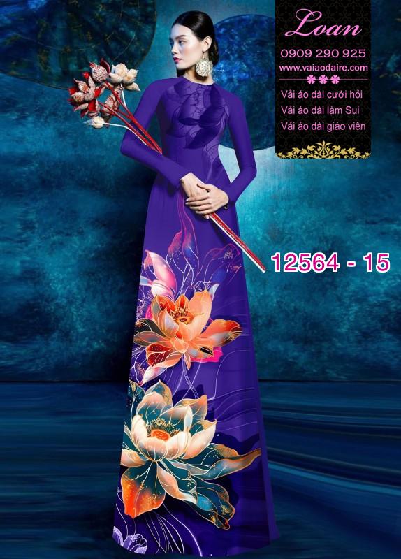 Vải áo dài hoa sen in 3D