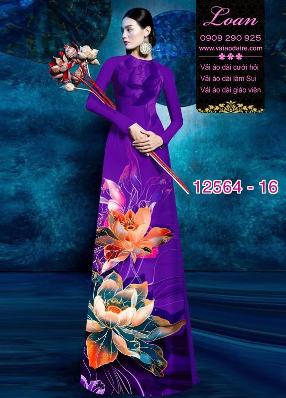 Vải áo dài hoa sen in 3D