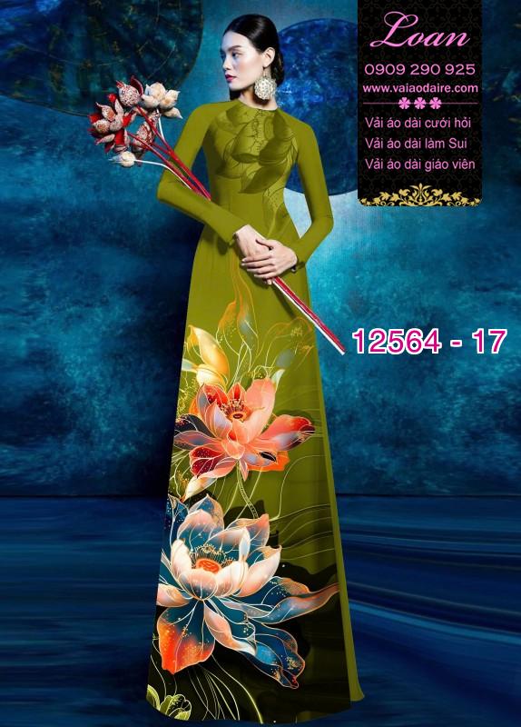 Vải áo dài hoa sen in 3D