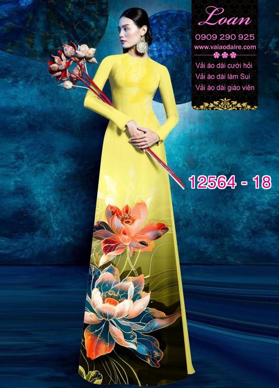 Vải áo dài hoa sen in 3D