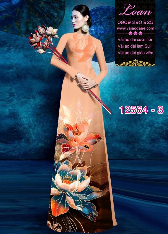 Vải áo dài hoa sen in 3D
