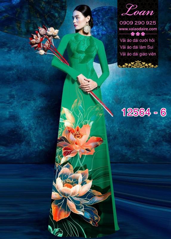 Vải áo dài hoa sen in 3D