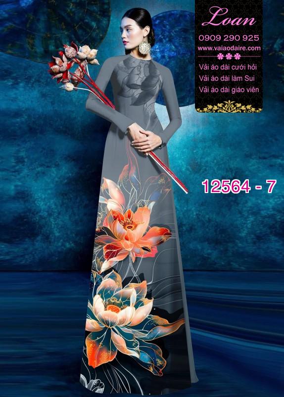 Vải áo dài hoa sen in 3D