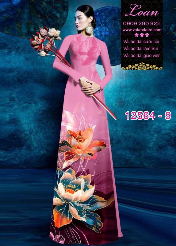 Vải áo dài hoa sen in 3D