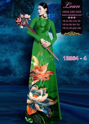 Vải áo dài hoa sen in 3D-DT 12564