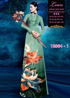 Vải áo dài hoa sen in 3D-DT 12564