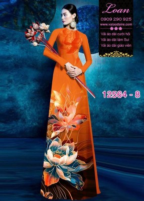 Vải áo dài hoa sen in 3D-DT 12564