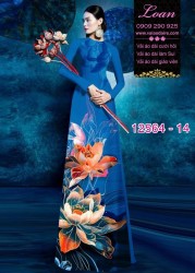 Vải áo dài hoa sen in 3D