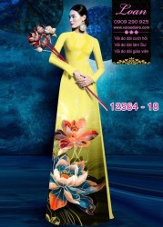 Vải áo dài hoa sen in 3D