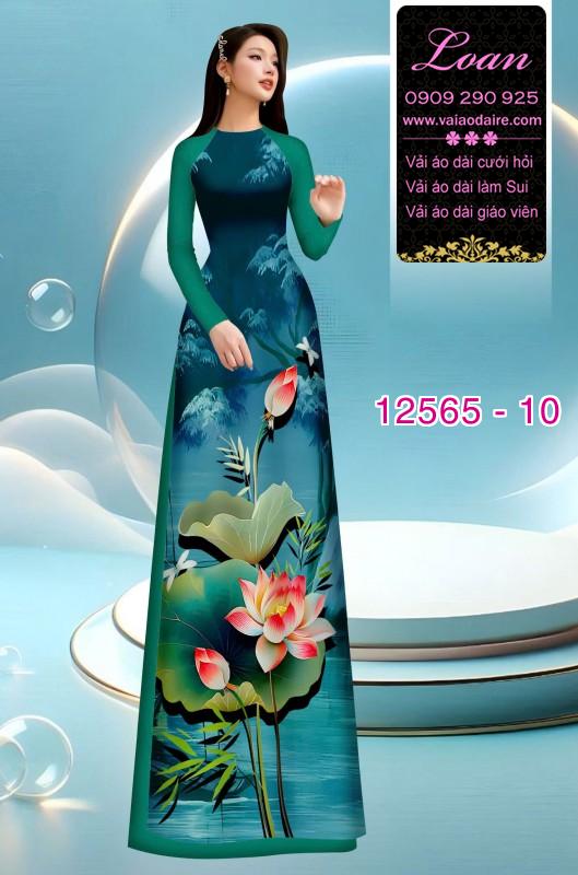 Vải áo dài hoa sen in 3D