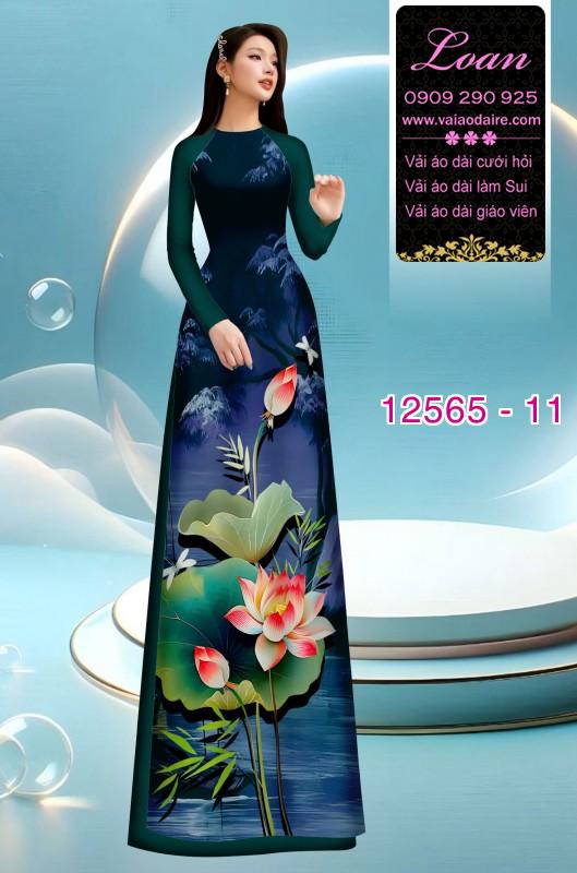 Vải áo dài hoa sen in 3D