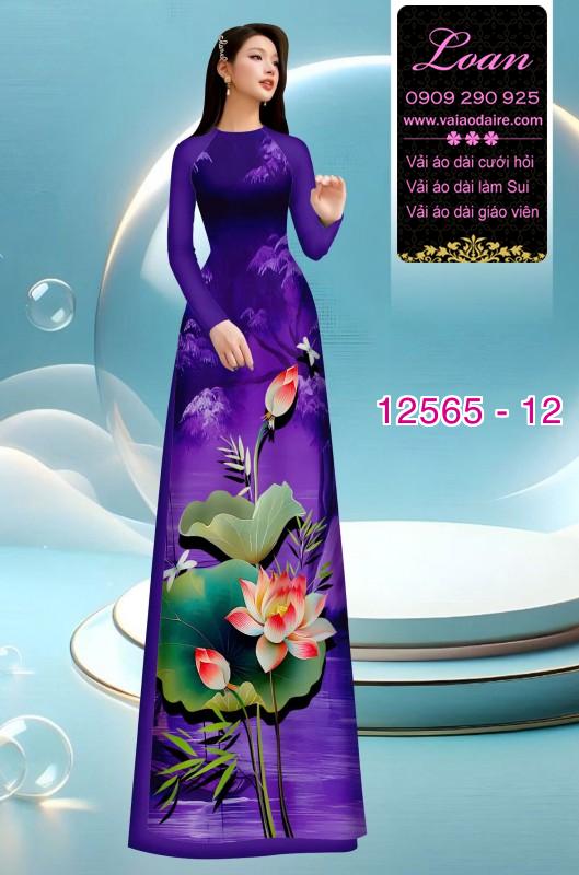 Vải áo dài hoa sen in 3D