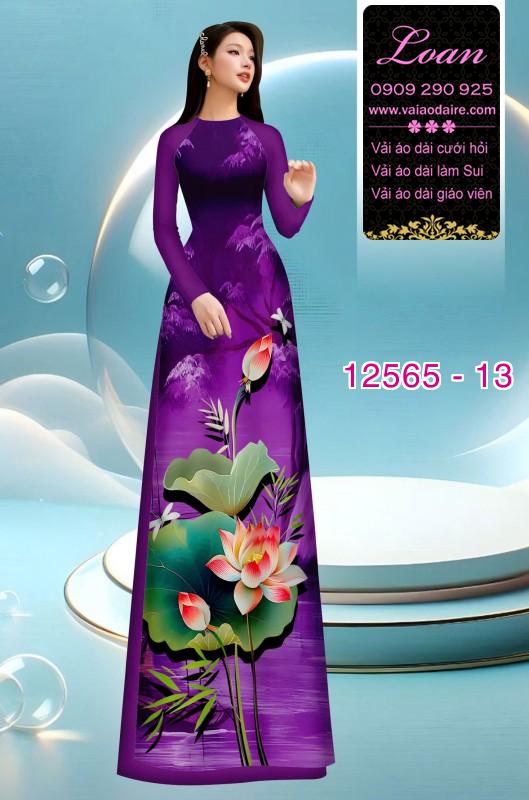 Vải áo dài hoa sen in 3D