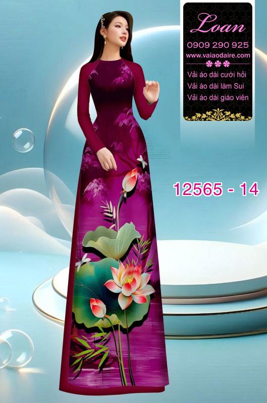 Vải áo dài hoa sen in 3D