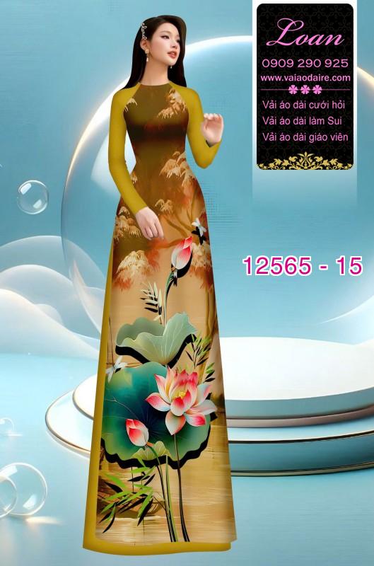 Vải áo dài hoa sen in 3D