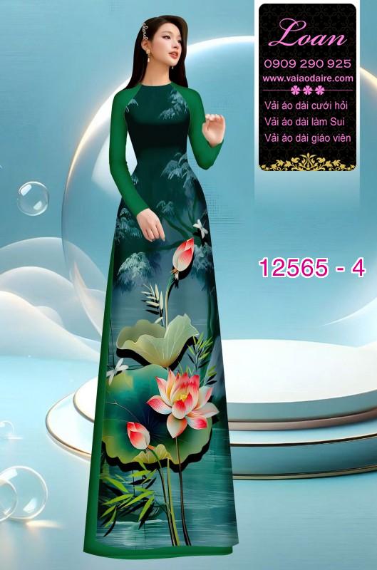 Vải áo dài hoa sen in 3D