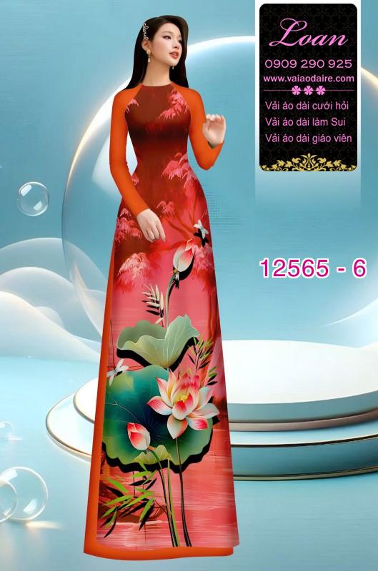 Vải áo dài hoa sen in 3D