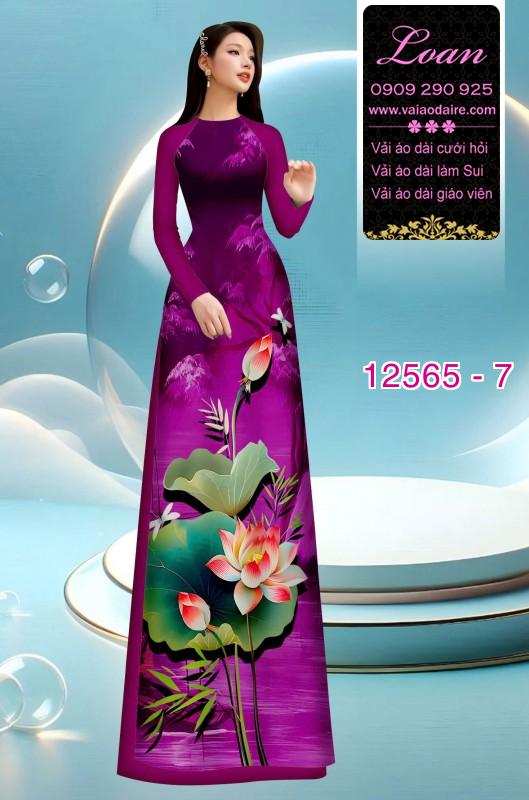 Vải áo dài hoa sen in 3D