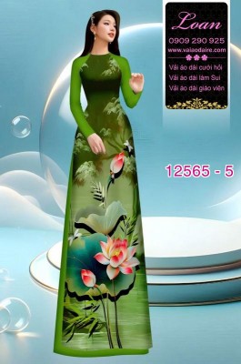 Vải áo dài hoa sen in 3D-DT 12565