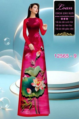Vải áo dài hoa sen in 3D-DT 12565